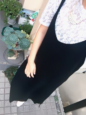 「WEGO（ウィゴー）のWEGO/リブキャミワンピース（ワンピース、ブラック系）」を使った、ねこのめさん（レディース・151cm）の秋コーディネート