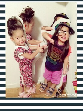 「JAM（ジャム）のアイテム（キャップ）」を使った、yukichiさん（キッズ・90cm）の夏コーディネート