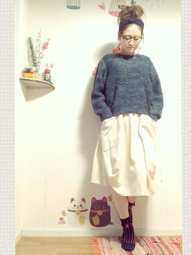 「ミカヅキモモコ（ミカヅキモモコ）のアイテム（ピアス（両耳用））」を使った、yukichiさん（レディース・156cm）の冬コーディネート