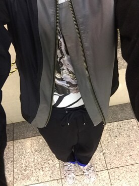 「HYKE」｜「アイテム（ブルゾン）」を使った、ゆーさんさん（メンズ・175cm）の秋コーディネート
