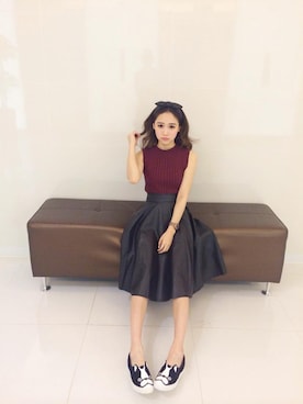 「skirt」｜「アイテム（モカシン/デッキシューズ）」を使った、Gracegiftさん（レディース・157cm）の秋コーディネート