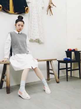 「シャツワンピース」｜「アイテム（その他）」を使った、Gracegiftさん（レディース・160cm）の冬コーディネート