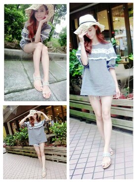 「hat」｜「アイテム（サンダル）」を使った、Gracegiftさん（レディース・163cm）の春コーディネート