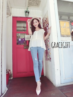 「hat」｜「アイテム（サンダル）」を使った、Gracegiftさん（レディース・158cm）の夏コーディネート