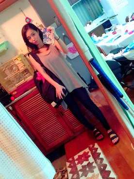 「Re:EDIT（リエディ）のとろみ生地Aラインフレアタンクトップ[Re:EDIT/リエディ][春夏新作][リエディオリジナル]（タンクトップ、グリーン系）」を使った、N.yuliさん（レディース・153cm）の夏コーディネート