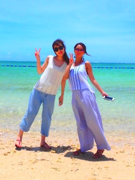 「FOREVER 21（フォーエバー トゥエンティーワン）のアイテム（キャミソール、ホワイト系）」を使った、N.yuliさん（レディース・153cm）の夏コーディネート