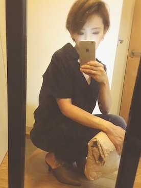 「Ameri（アメリ）のアイテム（クラッチバッグ）」を使った、rio.cさん（レディース・148cm）の秋コーディネート