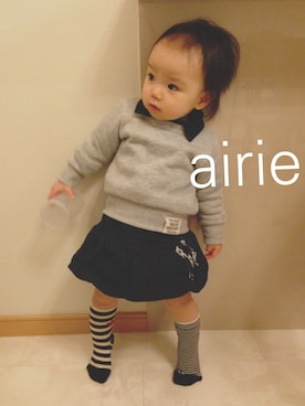 「スウェット×シャツ」｜airieさん（キッズ・70cm）の冬コーディネート
