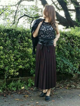 「MURUA（ムルーア）のアイテム（ライダースジャケット）」を使った、&りっちさん（レディース・154cm）の秋コーディネート