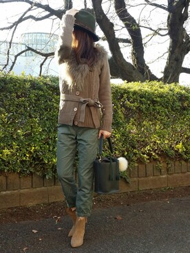 「CIAOPANIC TYPY（チャオパニックティピー）の２WAYバケツバッグ（ショルダーバッグ）」を使った、&りっちさん（レディース・154cm）の秋コーディネート