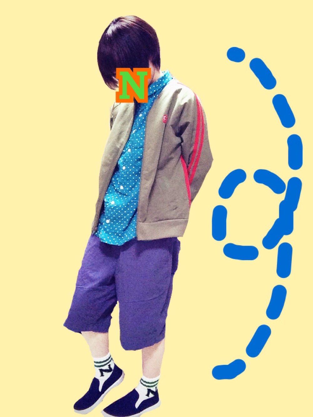 「新茶祭、みどりがすき。、水玉、少年コーデ、ラインソックス、スリッポン、それでも僕はヲタクじゃない、母さん…」｜「GAPのアイテム（ブルゾン、グリーン系）」を使った、mrs.nicolmicalsさん（レディース・149cm）の春コーディネートの1枚目の写真