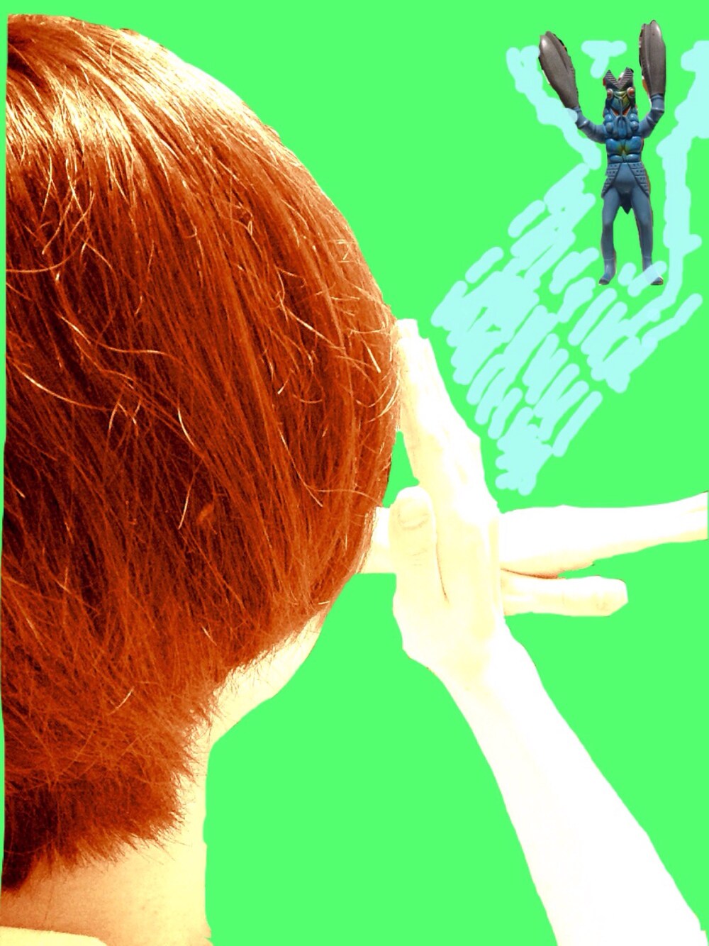 グリーン系のワンピース、その他のその他、ブルー系のおもちゃを着用したレディースの春コーディネートの1枚目の写真