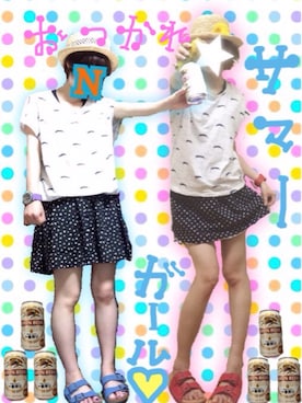 「チチカカ（チチカカ）のポンポン透かしテラピンチハット　　　　（ハット）」を使った、mrs.nicolmicalsさん（レディース・149cm）の夏コーディネート