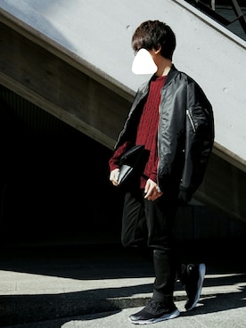 「URBAN RESEARCH（アーバンリサーチ）のアイテム（ブルゾン、ブラック系）」を使った、しまっちさん（メンズ・163cm）の秋コーディネート