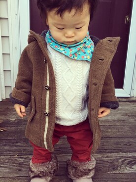 「ZARA KIDS」｜「アイテム（ダッフルコート）」を使った、yycaさん（キッズ・74cm）の秋コーディネート