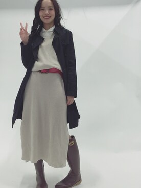 「FREAK'S STORE（フリークスストア）のアイテム（レインシューズ）」を使った、吉岡更紗さん（レディース・159cm）の秋コーディネート