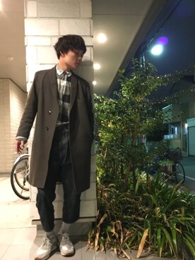 「LEMAIRE（ルメール）のアイテム（チェスターコート）」を使った、pyoooon78さん（メンズ・178cm）の秋コーディネート