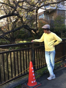 「INFIELDER DESIGN（インフィールダーデザイン）のアイテム（ハンチング/ベレー帽）」を使った、pyoooon78さん（メンズ・178cm）の秋コーディネート