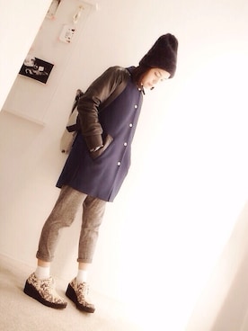 「Maison Kitsune（メゾンキツネ）のアイテム（スタジャン）」を使った、horiさん（レディース・158cm）の秋コーディネート