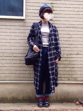 「ベレ女」｜「アイテム（チェスターコート）」を使った、ajiさん（レディース・153cm）の秋コーディネート