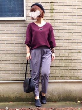 「タックイン」｜「アイテム（ブーティ）」を使った、ajiさん（レディース・153cm）の秋コーディネート