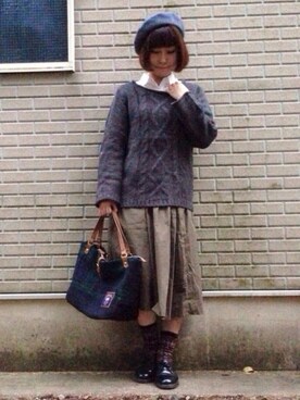 「ベレ女」｜「アイテム（その他）」を使った、ajiさん（レディース・153cm）の秋コーディネート