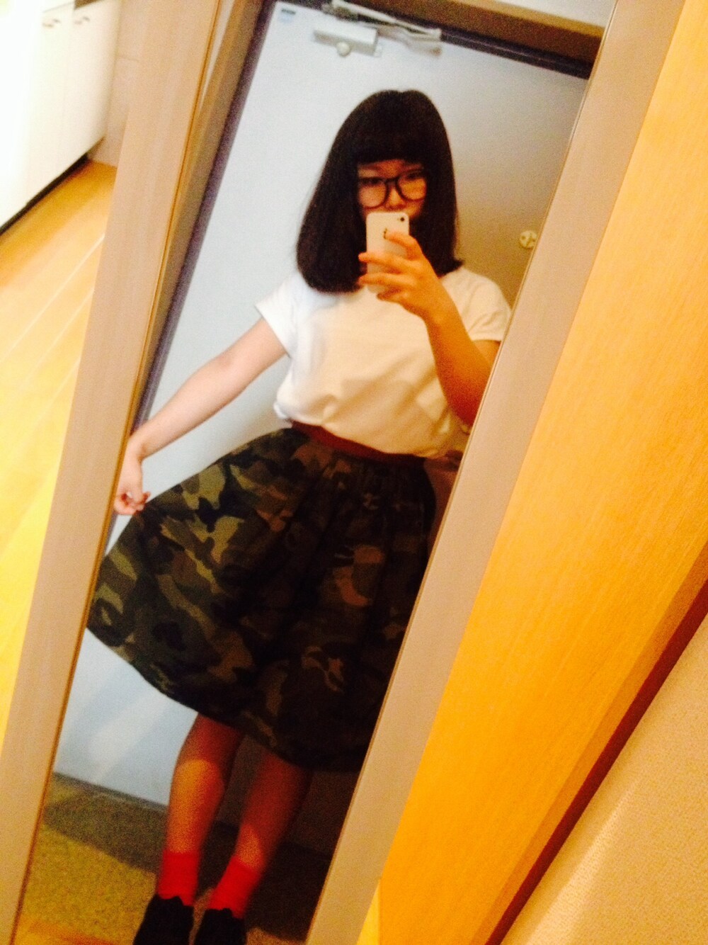 「アイテム（スカート、グリーン系）」を使った、IORIさん（レディース・150cm）の夏コーディネートの1枚目の写真