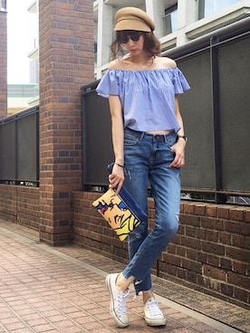 「CONVERSE（コンバース）のconverse（コンバース） ALL STAR OX（オールスターOX）（スニーカー）」を使った、micoronさん（レディース・167cm）の夏コーディネート