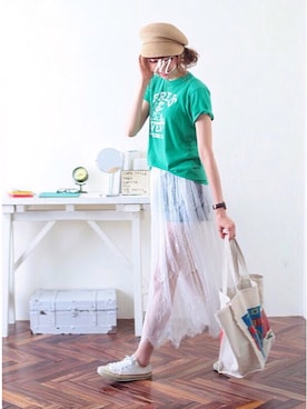 「CONVERSE（コンバース）のconverse（コンバース） ALL STAR OX（オールスターOX）（スニーカー）」を使った、micoronさん（レディース・167cm）の夏コーディネート