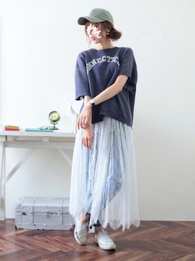 「CONVERSE（コンバース）のconverse（コンバース） ALL STAR OX（オールスターOX）（スニーカー）」を使った、micoronさん（レディース・167cm）の夏コーディネート