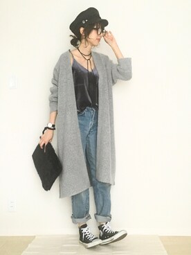 「ファークラッチ」｜「アイテム（キャスケット）」を使った、micoronさん（レディース・167cm）の秋コーディネート