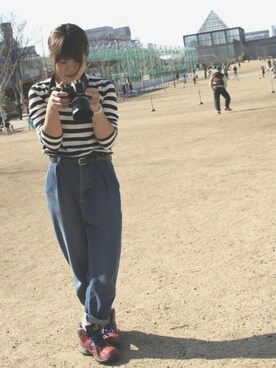 「マムジーンズ」｜ミワさん（レディース・154cm）の冬コーディネート