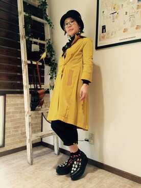「STUNNING LURE（スタニングルアー）のアイテム（ステンカラーコート）」を使った、Habitat Hair+Makeさん（レディース・160cm）の冬コーディネート