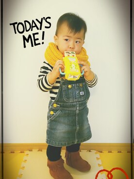 「GLOBAL WORK（グローバルワーク）のアイテム（ネックウォーマー/スヌード）」を使った、さといもさん（キッズ・80cm）の秋コーディネート