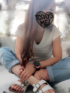 「アイテム（アナログ腕時計、ピンク系）」を使った、unchihimeさん（レディース・152cm）の夏コーディネート