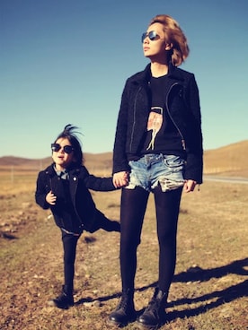 「オリジナル」｜「アイテム（ライダースジャケット）」を使った、fashion familyさん（レディース・162cm）の秋コーディネート