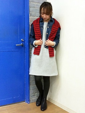 「LBC（エルビーシー）のアイテム（デニムジャケット）」を使った、kaoriさん（レディース・157cm）の冬コーディネート