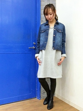 「LBC（エルビーシー）のアイテム（デニムジャケット）」を使った、kaoriさん（レディース・157cm）の冬コーディネート