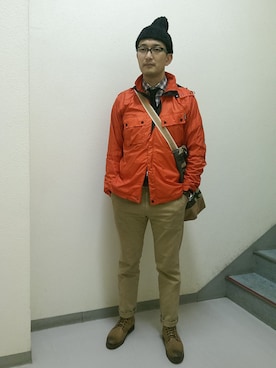 「Barbour（バブアー）のアイテム（ライダースジャケット）」を使った、ＴＡＫＡ.Ｓさん（メンズ・181cm）の秋コーディネート
