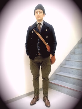 「DSQUARED2（ディースクエアード）のアイテム（カーゴパンツ）」を使った、ＴＡＫＡ.Ｓさん（メンズ・181cm）の冬コーディネート