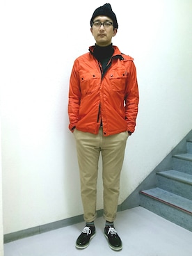 「Barbour（バブアー）のアイテム（ライダースジャケット）」を使った、ＴＡＫＡ.Ｓさん（メンズ・181cm）の冬コーディネート