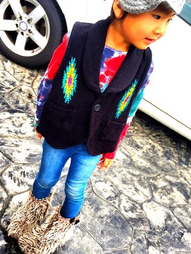 「BACK ALLEY（バックアレイ）のアイテム」を使った、sakuさん（キッズ・110cm）の冬コーディネート