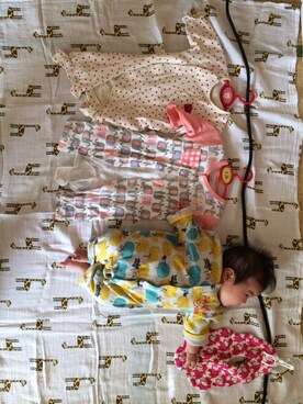 「アイテム（ママ＆ベビー、グリーン系）」を使った、まぁちやんさん（キッズ・70cm）の秋コーディネート