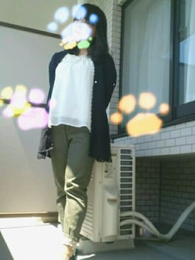 「axes femme（アクシーズファム）のアイテム（チノパンツ）」を使った、まむむさん（レディース・157cm）の夏コーディネート