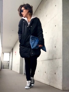 「STUNNING LURE（スタニングルアー）のアイテム（ダウンジャケット/コート）」を使った、yurikoさん（レディース・156cm）の春コーディネート