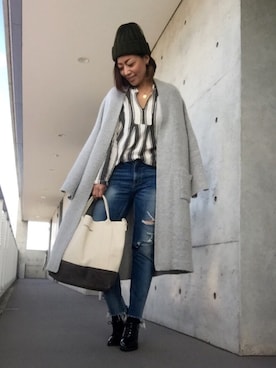 「MERCURYDUO（マーキュリーデュオ）のアイテム（ブーティ）」を使った、yurikoさん（レディース・156cm）の春コーディネート