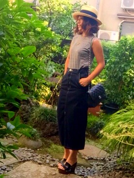 「TORY BURCH（トリーバーチ）のアイテム（帽子）」を使った、yurikoさん（レディース・156cm）の夏コーディネート