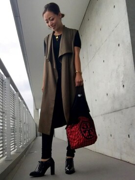 「MERCURYDUO（マーキュリーデュオ）のアイテム（ブーティ）」を使った、yurikoさん（レディース・156cm）の秋コーディネート