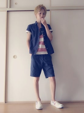 白王子ゆーや@Twitchさん（メンズ・175cm）の夏コーディネート