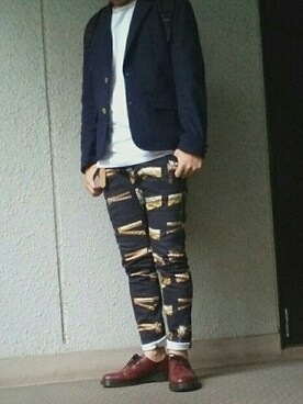 「Dr. Martens（ドクターマーチン）のDr.Martens (ドクターマーチン)/1461 3EYE GIBSON SHOES（その他シューズ）」を使った、Meさん（メンズ・170cm）の秋コーディネート